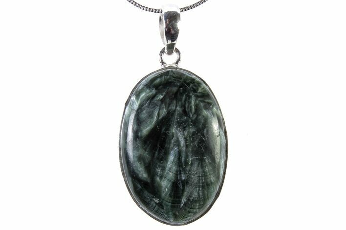 Polished Seraphinite Pendant (Necklace) - Sterling Silver #321582